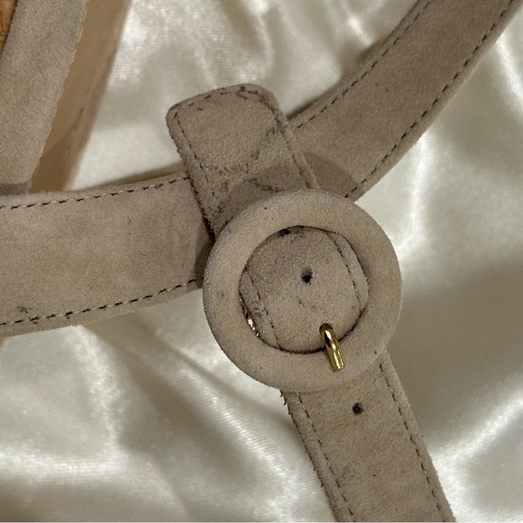 Veronica Beard Lucille Heels Suede Platform Cork Heel Sandals Tan Size 11 New - Picture 13 of 15